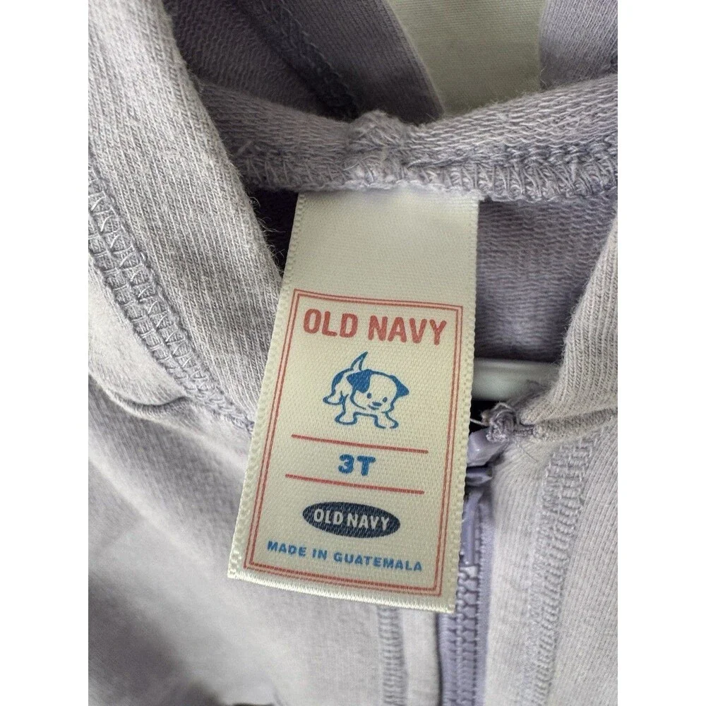 Old Navy Girls 3T Lavender Hoodie Full Zip Butterfly Embroidered Toddler Jacket